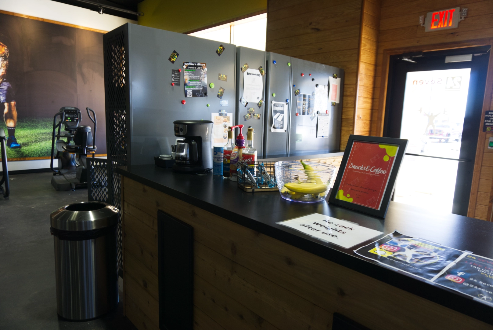 Snack and coffee area at 24 Seven Club Fitness